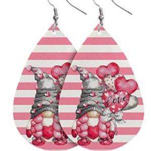 Valentine’s Day Gnome Faux Leather Earrings